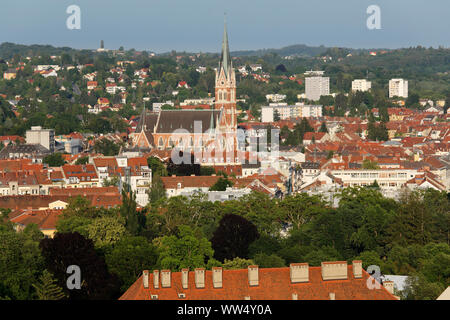 Blick von der Burg berg, Herz Jesu Kirche, Graz, Steiermark, Österreich Stockfoto