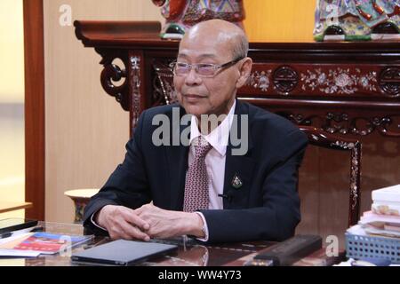 Bangkok, Thailand. 27 Aug, 2019. Werner Tangsithpakdi, Präsident des Thai-Chinese Handelskammer, wird von Xinhua in Bangkok, Thailand, 27.08.2007 2019 interviewt. Heftige Proteste in China's Hong Kong Special Administrative Region sofort gestoppt werden, sagte Werner Tangsithpakdi. Mit 'Interview: Gewalt in Hongkong sollte sofort stoppen: Thai Business Leader 'Credit: Yang Zhou/Xinhua/Alamy leben Nachrichten Stockfoto