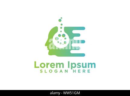 Man Kopf, Reagenzglas, Geschwindigkeit, Logo Design, Vektor, Abbildung Stock Vektor