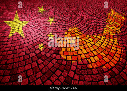 Flagge und Karte von China. Stockfoto