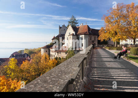 Aussichtsterrasse im Neuen Schloss, Meersburg, Bodensee, Baden-Württemberg, Deutschland Stockfoto