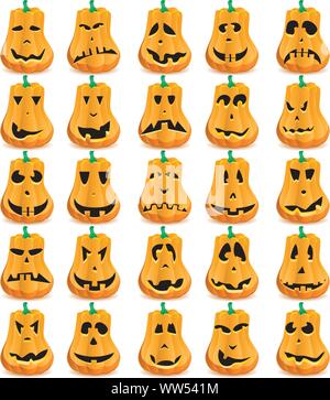 Einstellen der Kürbisse isoliert auf Weiss, Vektor, Abbildung Stock Vektor