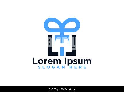 Geschenkbox, mit Band, Überraschung, Logo Design, Vektor, Abbildung Stock Vektor