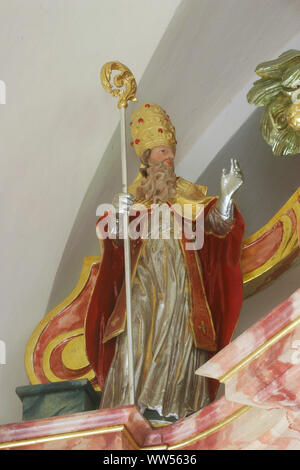 Hl. Fabian, Statue auf der Altar in der Kapelle des St. Rochus in Sveta Nedelja, Kroatien Stockfoto