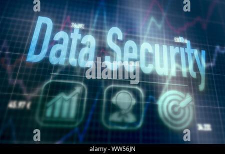 Data Security Konzept auf einem blauen dot matrix Computer angezeigt. Stockfoto
