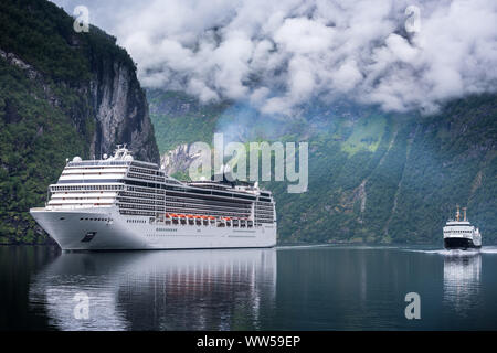 Herrliche Aussicht in Geiranger, Geirangerfjord, Norwegen Stockfoto