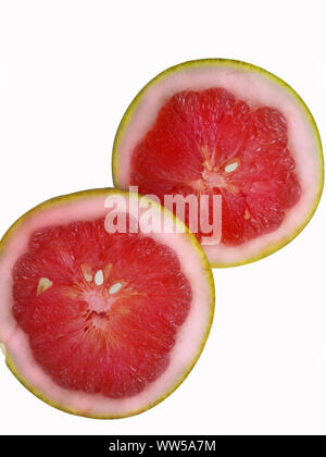 Frische Grapefruit auf weißem Hintergrund mit Freistellungspfad isoliert. Stockfoto