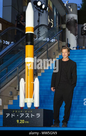 September 13, 2019, Tokyo, Japan: amerikanische Schauspieler Brad Pitt stellt für die Kameras während des Japan Premiere für den Film ''Ad Astra'' bei der Toho Kinos in Roppongi Hills. Der Film wird in Japan am 20. September veröffentlicht werden. (Bild: © Rodrigo Reyes Marin/ZUMA Draht) Stockfoto