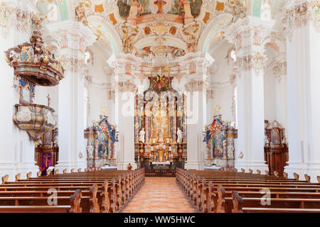 Kirche St. Peter und Paul, Steinhausen, Oberschwäbische Barockstraße, Oberschwaben, Baden-Württemberg, Deutschland Stockfoto