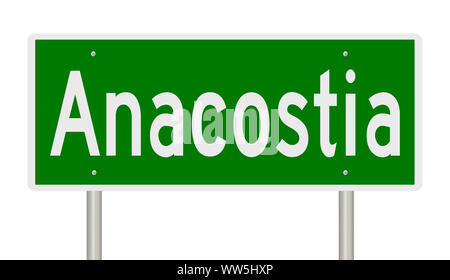 Rendering von einem grünen Schild für Anacostia in Washington DC Stockfoto