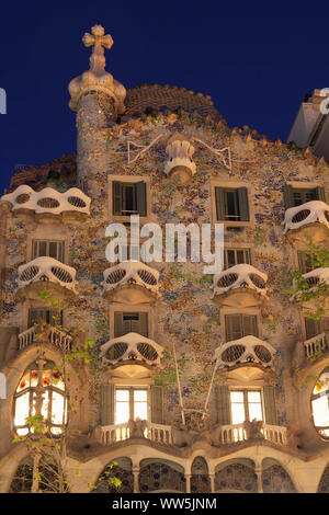 Casa Batllo, UNESCO-Weltkulturerbe, moderne, Architekten Antoni Gaudi, Eixample, Barcelona, Katalonien, Spanien Stockfoto