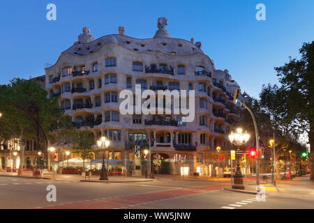 Casa Mila, La Pedrera, Architekten Antoni Gaudi, Passeig de Gracia, Eixample, Modernismus, Barcelona, Katalonien, Spanien Stockfoto