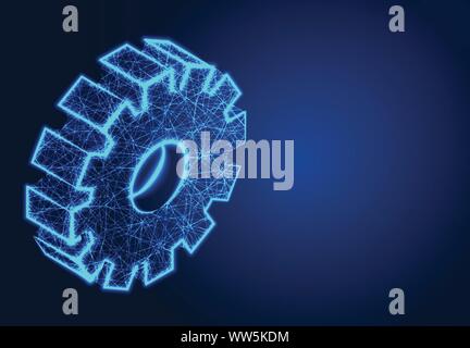 Ein Getriebe besteht aus Polygonen. Low Poly Vector Illustration Stock Vektor