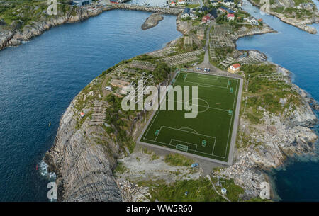 Henningsvær Fußball Fußball Stadion Lofoten norwegen Stockfoto