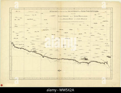 Ein Diagramm der Teil der Küste von New South Wales liegt an der Ostküste von New Holland aus schwarzem Kopf zum Kap Morton Stockfoto