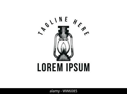 Laterne Hand gezeichnet, Abenteuer, camping Logo Stock Vektor