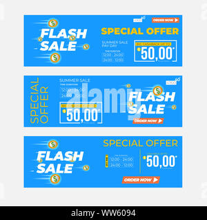 Flash Sale premium Inschrift design Vorlage. Summer Sale Banner. Vector Illustration Flyer oder Poster Förderung Stockfoto
