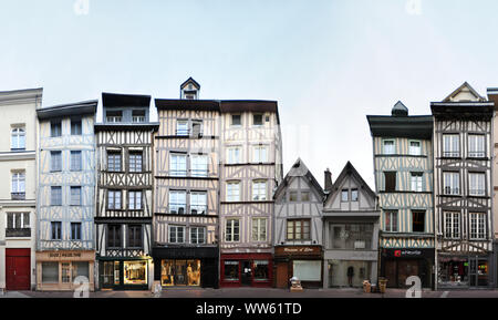 Frankreich, Rouen, Normandie, der Rue Ganterie in der Altstadt in der linearen Darstellung, streetline multiperspektivische Fotografie, Stockfoto