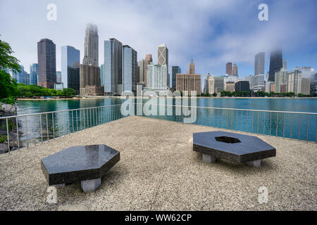 City Skyline Blick von Milton Lee Olive Park, Chicago, Illinois, United States Stockfoto