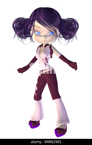 Digital gerendertes Bild von einem netten Cartoon ice Skater girl. Stockfoto