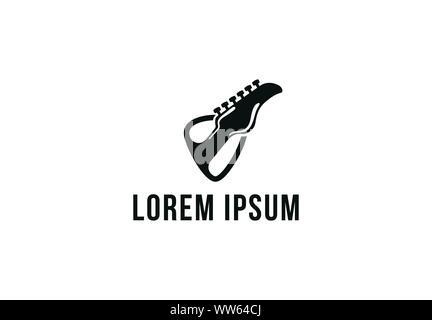 Gitarre, Guitar Pick Logo Designs Stock Vektor