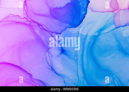 Blue Abstract background mit Alkohol Ink Technik gemacht. Trendige Kulisse. Stockfoto