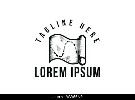 Hand gezeichnete Karte, Abenteuer, camping Logo Stock Vektor