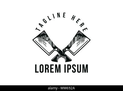 Gekreuzt Metzgerei Fleisch Logo Design Stock Vektor