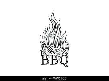 Feuer flammen, bbq Logo Design Stock Vektor