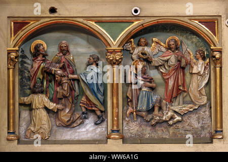 Die heiligen Cyrill und Methodius und Saint George, der Altar, der in der Kirche des Hl. Petrus in Ivanic Grad, Kroatien Stockfoto