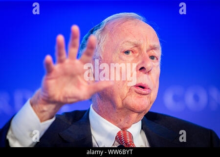 Unternehmer Thomas Boone Pickens Jr. (22. Mai 1928 - 11. September 2019) zu einem Concordia-Konferenz in New York September 29 2014. Pickens verstarb in Dallas, Texas, am 11. September 2019, im Alter von 91. Stockfoto