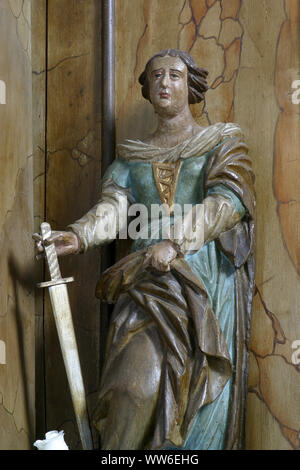 Die heilige Katharina von Alexandria Statue auf dem Altar des Heiligen Antonius von Padua in der Allerheiligen Kirche in der Bedenica, Kroatien Stockfoto