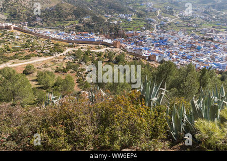 Blick über die Stadt von Chefchaouen, Marokko, Nordafrika Stockfoto