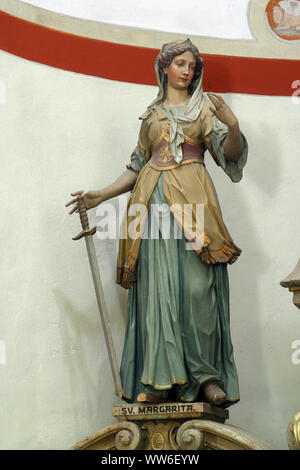 Saint Margaret, Statue auf dem Hochaltar in der Kirche der Heiligen Barbara in der Bedekovcina, Kroatien Stockfoto