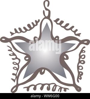 Weihnachten Spielzeug Stern auf weißem Hintergrund Hand zeichnen isoliert Vector Illustration für ein glückliches neues Jahr Stock Vektor
