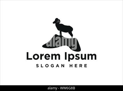 Bergziege Logo Inspiration isoliert auf weißem Hintergrund Stock Vektor