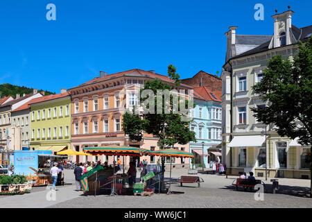 Deutschland, Thüringen, Meiningen, Stadtbild, Marktstände Stockfoto