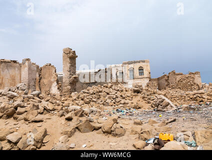 Ehemalige ottomanische Haus in Ruinen, Sahil region, Berbera, Somaliland Stockfoto