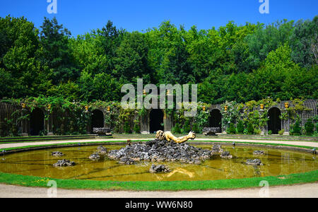 Paris/Frankreich - Juli 6, 2019: Enkelados statue Brunnen in Versailles Gardens. Versailles Brunnen. Stockfoto