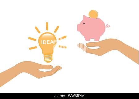 Idee und Geld wechseln Konzept mit menschlichen Händen Vektor-illustration EPS 10. Stock Vektor
