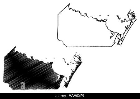 Nueces County, Texas (Grafschaften in Texas, USA, USA, USA, USA) Karte Vektor-illustration, kritzeln Skizze Nueces Karte Stock Vektor