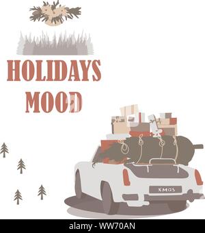Cute cartoon Weihnachten Ratte maus Weihnachtskarte. Aquarell Hand gezeichnet Tier Abbildung. Neues Jahr 2020 urlaub Zeichnung. Bunte lustige Ratten Holz Stock Vektor