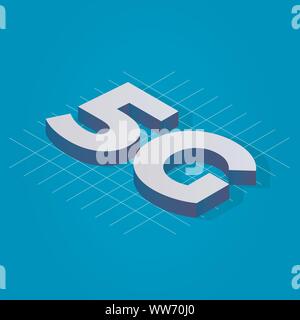 5G Internet Konzept isometrischen Abbildung 5. Generation isometrische 3D-Text Stock Vektor
