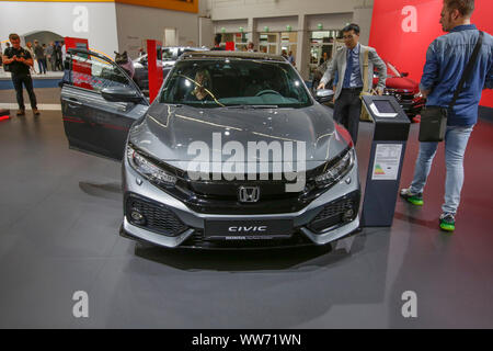 Frankfurt am Main, Deutschland. 12 Sep, 2019. Der japanische Autohersteller Honda wird der Honda Civic im Jahr 2019 Internationale Automobil-Ausstellung (IAA). (Foto von Michael Debets/Pacific Press) Quelle: Pacific Press Agency/Alamy leben Nachrichten Stockfoto
