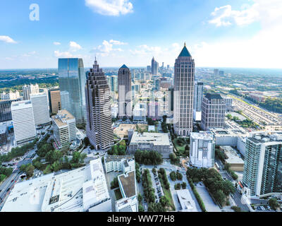 Antenne/Helikopter Panoramabild von der Innenstadt Atlanta Skyline Stockfoto