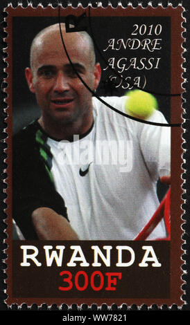 Andre Agassi Portrait auf Briefmarke Stockfoto