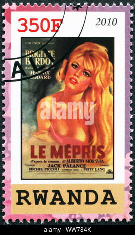 Brigitte Bardot in einem Film Poster auf Briefmarke Stockfoto