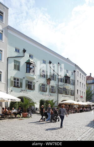 Max-Josefs-Platz, historischen Wohn- und Geschäftshäuser, Rosenheim, Oberbayern, Bayern, Deutschland, Europa Stockfoto