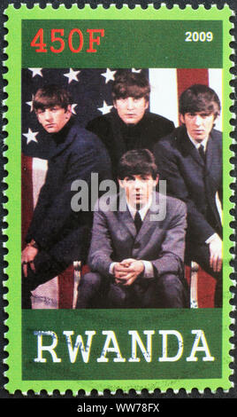 Die Beatles auf Briefmarke von Ruanda Stockfoto