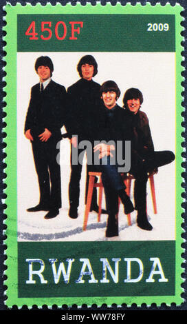 Die Fab Four auf Briefmarke von Ruanda Stockfoto